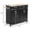 Costway Rolling Kitchen Trolley Island Black Cart Wood Top Storage Cabinet Utility W/ Drawers